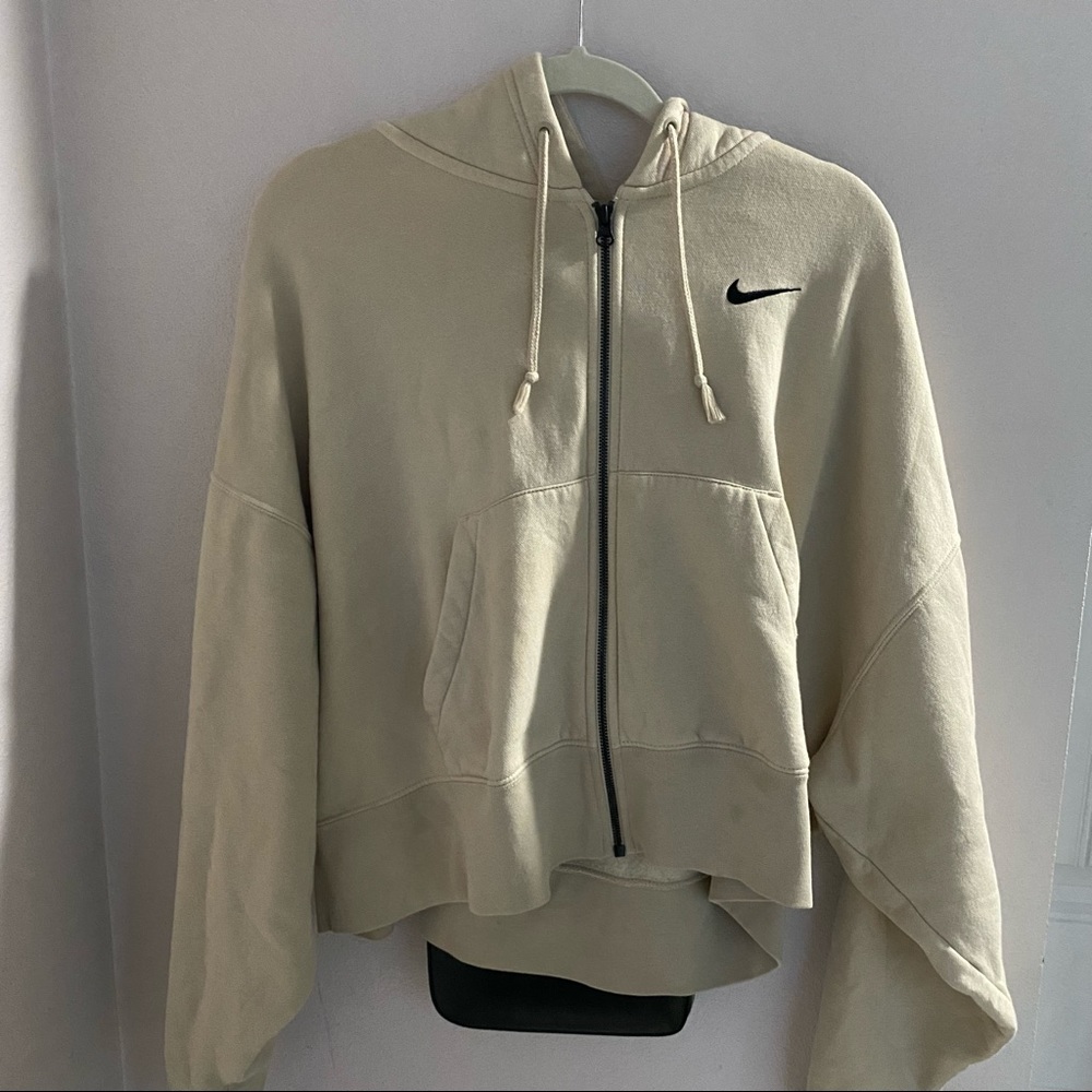 Beige Nike cropped zip up